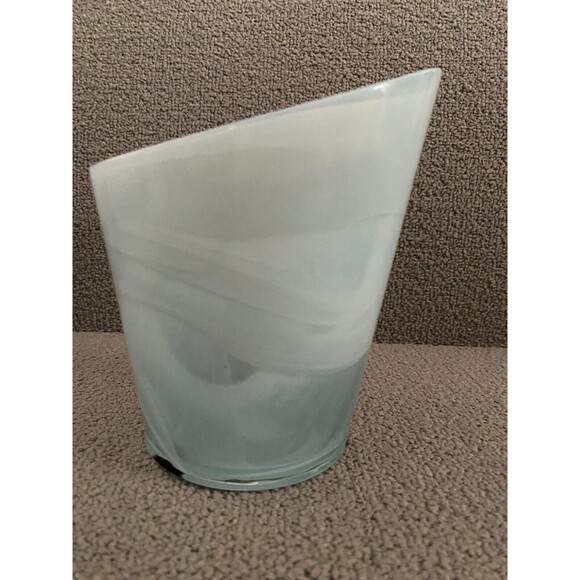 Spain Design Guild ECO Glass Vase Bluish White Swirl Recycled Art Glass - Picture 5 of 8